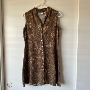 (SOLD) Vintage Notations Brown Patterned Button-Down Dress